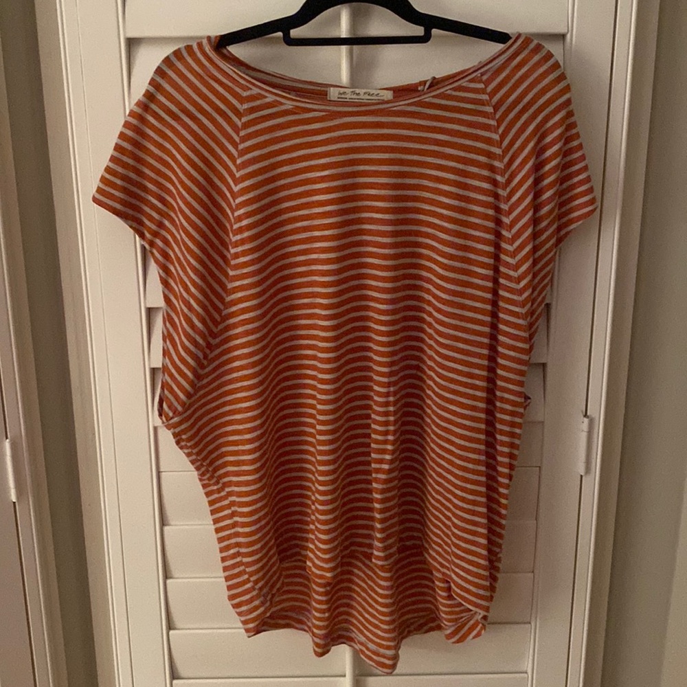 Orange and white free people tee